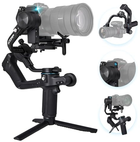 FeiyuTech SCORP 2 Built-in AI Tracker 3-Axis Gimbal Stabilizer for DSLR & Mirrorless Cameras,1.3'' Touch Screen, 5.5lbs Paylaod,13 Hours Battery Life,Quick USB-C Charge,for Sony/Canon/Nikon/Fujifilm