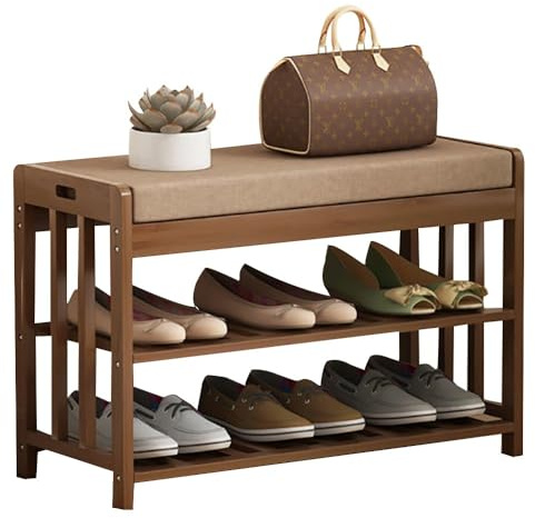 BEARQUN Shoes Changing Stool, with Cushioned Seat,Shoe Bench with Storage and Seating, Sturdy, Shoe Bench for Entry, for Hallway Front Door Doorway : 50CM/70CM/80CM/90CM/91CM,Easy Assembly
