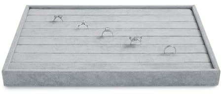 Papten Plateau à bijoux empilable en velours, tiroir de rangement pour bijoux Insert à bijoux Organizer Présentoir à bijoux pour boucles d'oreilles Bague (Gris)