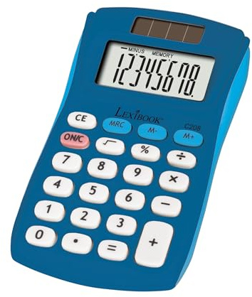 Lexibook, FRUITIES® fickräknare, 8 siffror, 4 operationer, grundläggande och avancerade funktioner, solcells- och batteridriven, blå, C208A