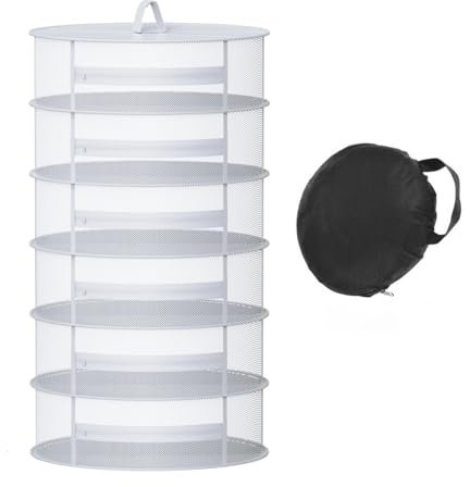 TONIJAWES Trockennetz Kräuter weiß 6 lagiges Breite 60cm Kräutertrockner Pflanzen Trockenregal Klappbar Aufhängen Geeignet getrocknetem Blumen,Fisch,Fleisch,Früchten Trocknen Kleidung