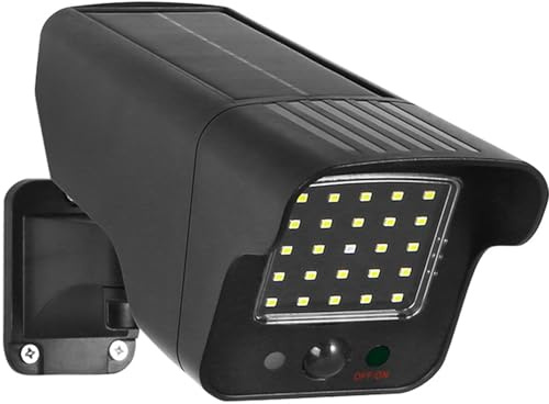 Maclean Pack de 4 cámaras Falsas con Detector de Movimiento y luz LED Rojo Intermitente | Cámara de vigilancia IP con Lente | IP65 para Exteriores | 216/149 lúmenes 6500K