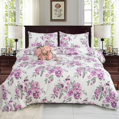 Hadi London 4 Piece Bedding Set Duvet Cover Fitted Sheet with Pillow Cases Soft Brushed Microfibre Printed Complete Bed Sets in Single Double and King Size (MADRID-120-2, Double)