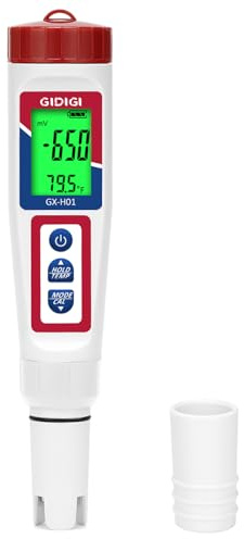 GIDIGI Digital Hydrogen Water Tester, ORP Meter, 6-in-1 pH TDS Tester for Home Water, pH ORP TDS EC Temperature H2 Meter for Drinking Water, Hydroponics, Pools, Aquariums Fish