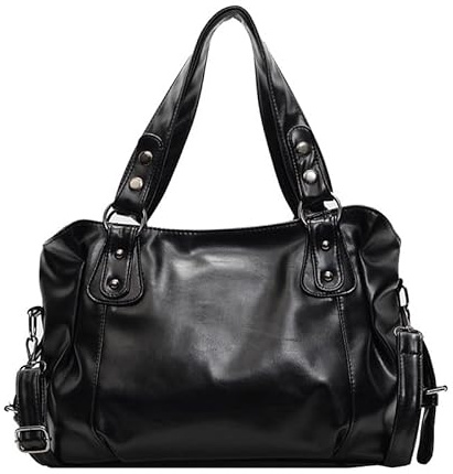Coolives Sac Cabas Hobo Sacoche pour Femme Sacs à Main portés épaule Sac Amain portés Main avec bandoulière en Cuir PU Sac bandoulière pour Dames Mère Noir