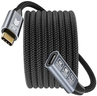 20Gbps Rallonge USB C 6M,Câble Rallonge USBC 3.2 Gen2x2 100W 5A,Câble d'extension USB Type C Mâle et Femelle 4K@144Hz 5K@60Hz pour Thunderbolt 4,Dell XPS