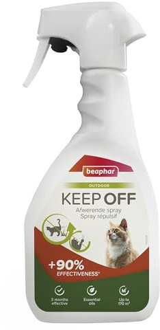 Beaphar - Keep Off - Spray répulsif Extérieur pour Chats - Outdoor - Protège Votre extérieur (Meubles, clôtures, terrasses) des marquages des Chats - Aux huiles essentielles - Jusqu’à 170m2-500 ML