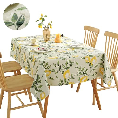 Hule Mesa Rectangular 100 x 140 cm, Mantel Lavable, Mantel de PVC, Impermeable, Antimanchas, Mantel para Boda, salón, Comedor, balcón (Amarillo)