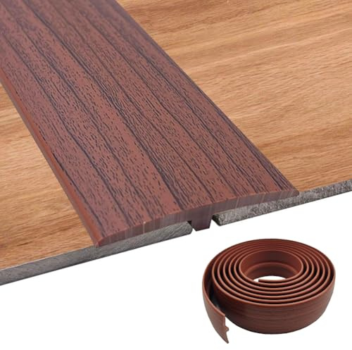 Profilo di transizione a T, autoadesivo, 3 m x 5 cm, listello di copertura in PVC, flessibile per pavimenti di collegamento, spazi vuoti di piastrelle in laminato (noce)