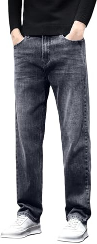 Generiska jeansbyxor herr slim fit: Jeans med fickor jeans raka ben denimbyxor lätta slip-byxor andningsbara fritidsbyxor nötningsbeständiga stretchjeans klassiska avslappnade utomhusbyxor, GRÅ, XXL