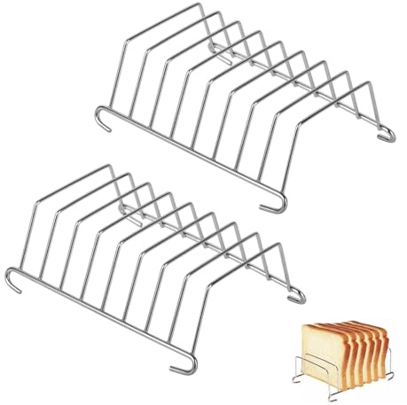 LeLiangLiang 2 Piezas Rejilla para Tostadas para Freidoras de Aire, Soporte para Tostadas con Espacio 8, Rejilla para Pan de Acero Inoxidable para Uso doméstico y en restaurantes