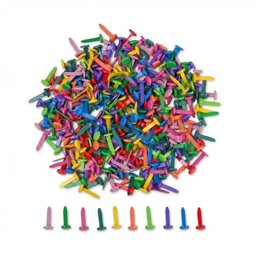 300 Pcs Mini Brads, 8X19 mm Encuadernadores Redondos de Metal, Brads Redondo, Pinzas de cabeza redonda, Sujetadores de Papel para Scrapbooking, Decoración Arte DIY Proyectos (Multicolor)