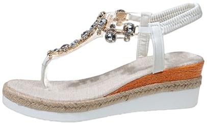 Genérico Sandalias Mujer, Sandalias Con Los Dedos De Los Pies En El Talón De La Mujer, Sandalias Con Tacón Cuña Y Dedos Separados, Versátil Y Elegante, Transpirable Para Estilo Moderno Blanco 40