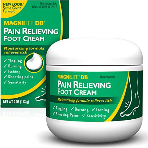 MagniLife DB Pain Relieving Foot Cream, 4 Oz Jar, Calming Relief for Burning, Tingling, Shooting & Stabbing in Feet & Legs, Moisturizing & Hydrating Foot Cream Suitable for Diabetic & Sensitive Skin