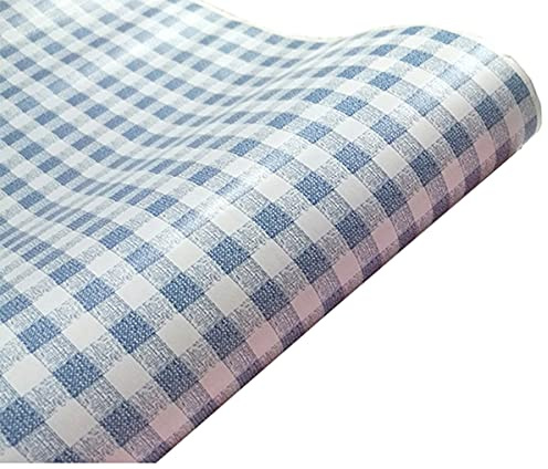 Decorative Gingham Dresser Drawer Shelf Liner Self adhesive Vinyl Contact Paper for Kitchen Cabinets Pantry Refrigerators Arts Crafts Decal (45cm x 3m, Blue)