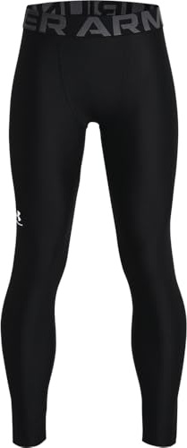 Under Armour Boys HeatGear Armour Leggings , Black (001)/Pitch Gray , Small