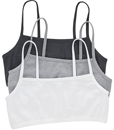 Hanes Women's Bralette, Breathable Pullover Bra, Crop Top, Solid Or Assorted, 3-Pack, Opaque, Sky Grey Heather/Concrete Heather/White, XXL (Pack of 3)