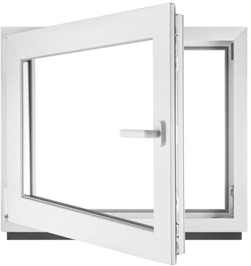 Fenêtre en PVC blanc double vitrage 4/24/4 LxH 75 x 65 cm d'ouverture Gauche Toutes les tailles 750 x 650 mm Oscillo-battant 1 vantail - BauPlaza