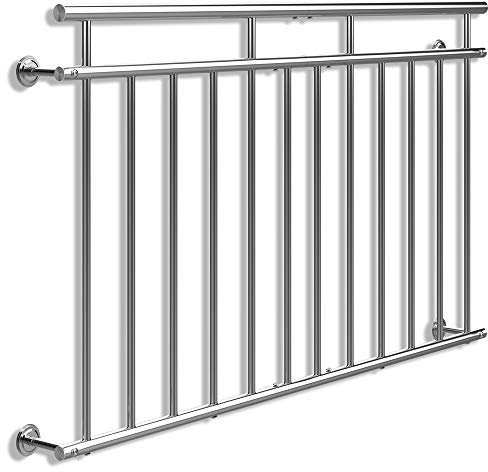 MONZANA® Balustrade de balcon français 156 cm acier inoxydable main courante garde-corps sécurité fenêtre barreaux