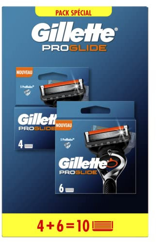 Gillette ProGlide Recharges De Lames De Rasoir Pour Homme, 10 Recharges De Lames, Pack 6 + 4 Lames, Rasage Confortable