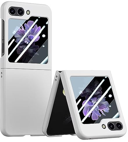Topme Coque de téléphone Hard Skin pour Samsung Galaxy Z Flip5 / Samsung Galaxy Flip 5 2023 6.7, Manchon de Protection Antichoc en Polycarbonate - Blanc