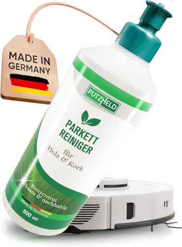 PUTZHELD® Parkettreiniger für die schonende Reinigung von Holzboden und Korkboden • Holzbodenseife für Wischroboter geeignet • dermatologisch sehr gut getestet • Parkettpflege mit Holzseife