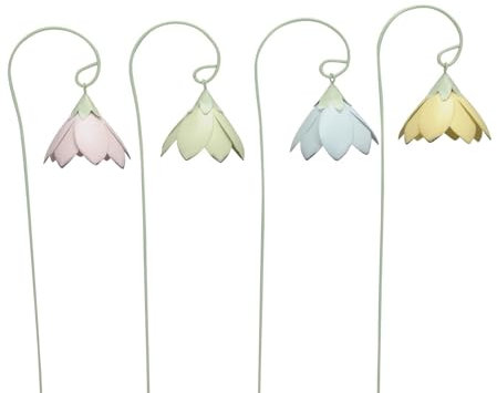 ETC dekorative fröhlich Bunte Mini-Blütenpicks Mini Blumen-Stecker als Glockenblume ca. 8 x 6,5 cm Mengeneinheiten (4, rosa grün blau gelb)
