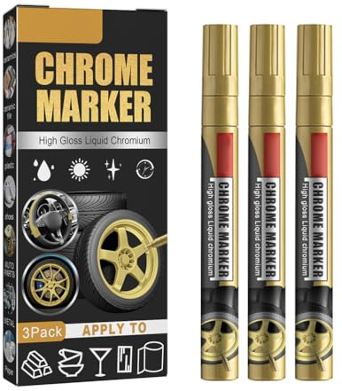 Pennarello per Riparazione Graffi Auto, Pennarello Impermeabile e Durevole con Elevata Lucentezza, Set di 3 Penne Dorate o Argentate per Modellini, Automobili, Colorazione (Gold)