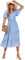 HEYPORK Damen Frühling Sommer Rock Bequem Lässig Kleider Mode Elegant Röcke Frauen V-Ausschnitt Ruffle Ärmel Bedrucktes Kleid(C Blau, XL)