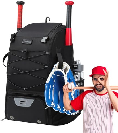 Bat Bags - Borsa da baseball per ragazzi, con scomparto per scarpe e gancio per recinzione, contiene mazza, guanti, caschi, attrezzatura per ragazzi, ragazzi e adulti