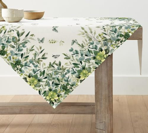 Artoid Mode Eukalyptus Blätter Frühling Tischwäsche, Saisonnal Sommer Küche Tisch Dekoration Drinnen Urlaub Party Dekor 85x85 cm