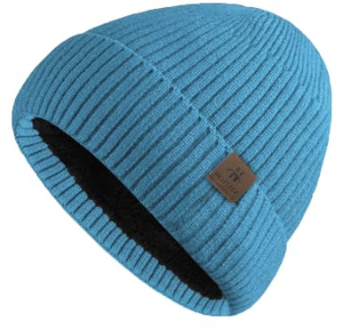 UNNESTAR Gorro de Forro Polar de Invierno para Hombre, Mantiene el Calor en Clima Frío, Gorro Térmico de Punto Tipo Skull Cap, Lago azul, Talla única