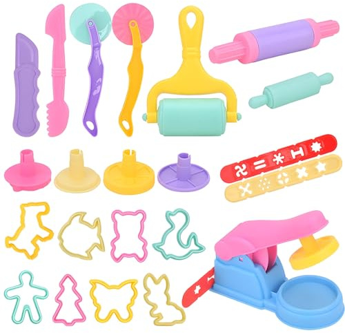 DxxD Pâte À Modeler pour Enfants 22 Pièces Outils de Modelage, Accessoire Pâte, Extrudeuses, Jouet Créatif Cadeau pour Filles Garçons 3 4 5 6 7 Ans