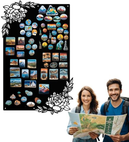 Anwicar Pizarra Magnética - Tablero magnético con diseño de rosas - Ideal para imanes y notas - Pizarra magnética para escribir - incl. kit de montaje - Negro - 50x80 cm