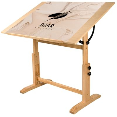 DJAR Table à dessin réglable en bois, 106,7 x 76,2 cm, bureau d'artiste pour peinture, croquis, écriture, naturel