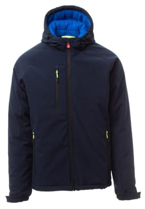 Giubbotto da Uomo Imbottito Payper Gale PAD Softshell impermeabile antivento Giacca con cappuccio idrorepellente 8000 mm H2O (IT, Testo, XL, Regular, Regular, Blu Navy)