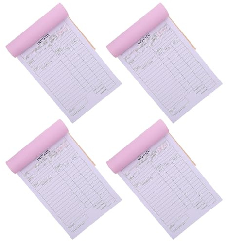 LOORGVEL Bloc de Facturas sin Carbón de 2 Partes, Libro de Recibos para Pequeñas Empresas, 4 Unidades, 60 Páginas por Libro, Registro de Órdenes de Compra y Gestión de Pedidos para