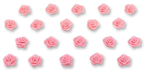 Creativery Satinrosen 15mm 20 Stück - Farbauswahl in 10/15/20/30/60mm - farbecht & waschbar - Kleine Stoffrosen zum Aufnähen - Satin Röschen zum Basteln Nähen Kleben Dekorieren - Hellrosa