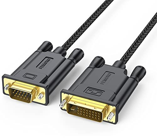 FEMORO DVI to VGA Cable 6ft, Active DVI-D 24+1 to VGA Adapter Male to Male Gold-Plated Braided Cable for HDTV PC Host Laptop Monitor and Projector