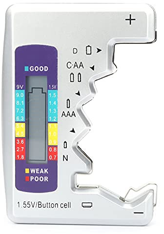 Comprobador de Batería Digital, Comprobador Digital con Pantalla LCD, Medidor de Batería, Comprobador de Batería Universal para Pilas de Botón, AA, AAA, Batería Cuadrada de 9 V Y Batería Recargable,