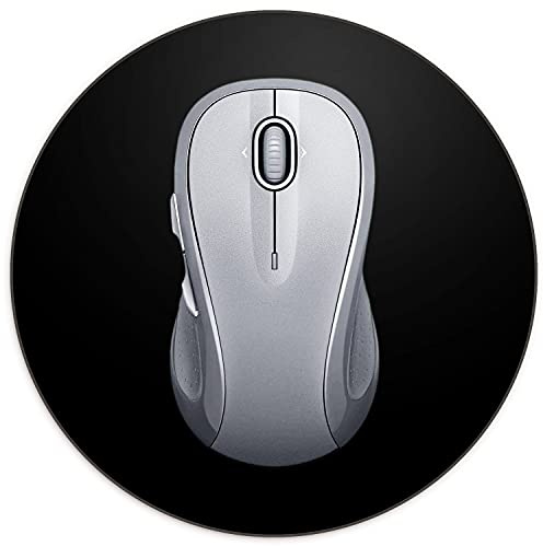Audimi Petit tapis de souris rond de 15x15 cm, mini tapis de souris pour ordinateur portable, sans fil, pour la maison, le bureau, les voyages, portable et lavable, noir