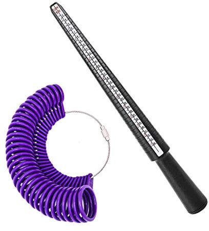 2 Stück Ringgrößenmesser, Ringgrößen-Bestimmer, Ringmaß Messskalen Set, Fingerlehre Schmuckgrößen-Tools, Ring sizer, Größenstandard UK, EU, USA, Für Messen von Ringgröße und Fingergröße(Lila)