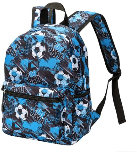 Treer Kids Backpack,3D Football Print School Bags,Toddler Backpack for 2-5 Years Old, Lightweight and Breathable Children's School Bags for Girls/Boy, (27 * 22 * 13cm) Blue