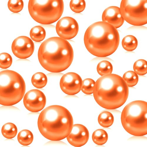 Luerbi 200 PCS Orange Vase Fillers, Pearls Bead for Centerpieces Vases, 10/14/20 MM No Hole Beads, Fake Pearls for Wedding Birthday Anniversary Theme Party Table Centerpieces Decor