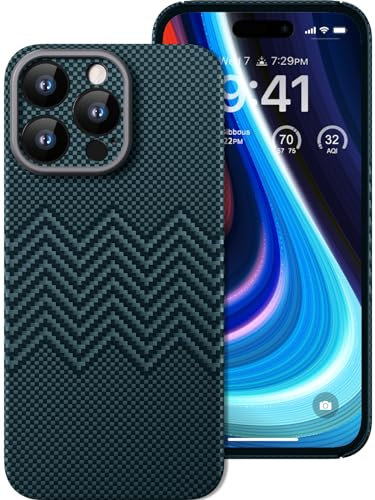 memumi Carbon Hülle für iPhone 15 Pro, 0,5 mm Ultradünne Hülle aus 1500D Aramidfaser, Schutzhülle mit 3D Textur Kratzfeste Handyhülle Kompatibel mit iPhone 15 Pro - Blau