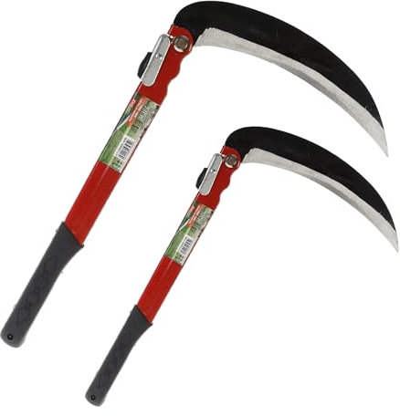 2 pièces – A2ZWORLD Faucille pliable 39 cm, jardinage multi-usages, faucille à gazon pour désherbage, faucille de sécurité portable pour la randonnée d'urgence, outils faux, lame 21 cm