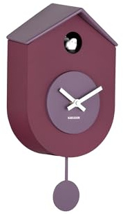 Karlsson Grato - Orologio da parete a cucù con pendolo oscillante, colore: Viola scuro e lavanda morbida