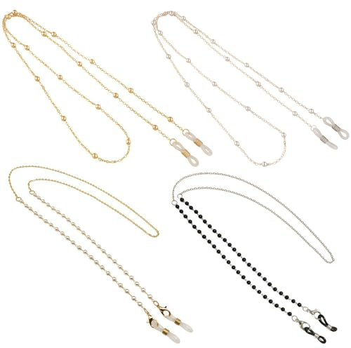 4pcs Gl/asses Chain for Women,Sungl/asses Chain Beaded,Gl/asses Chains & Lanyards,Eye Gl/asses Str/ap,Wide Application,Adjustable Length,Durable Material,Easy to Use,Unique Design,Portable&Compact