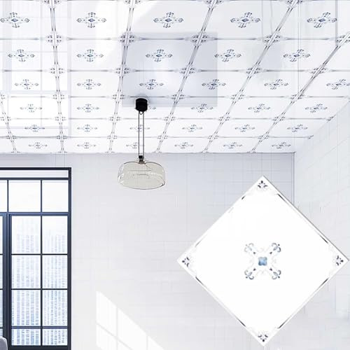 Pannelli Controsoffitto Pannelli per Soffitto in PVC Lisci da Incollare, Pannelli di Rivestimento per Soffitto per Camera da Letto Soggiorno Armadio, Rivestimento per Parete(C,50pcs(4.5㎡))