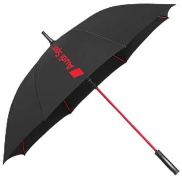 Audi 3122600300 Regenschirm Stockschirm Automatik Schirm, schwarz/rot, mit Audi Sport Schriftzug